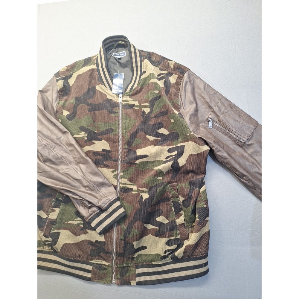 New Club Room Men's Varsity Jacket Corduroy Faux Leather 3XL